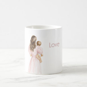 Braune Haare Rosa Kleid Liebe Kaffeetasse