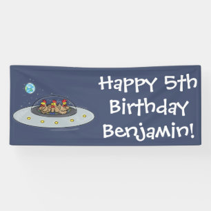 Braune Hähnchen im Weltraum Cartoon Banner