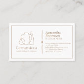 Braune handgefertigte Porzellanskulptur Vase Keram Visitenkarte (Rückseite)