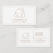 Braune handgefertigte Porzellanskulptur Vase Keram Visitenkarte (Vorne/Hinten)