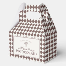Braune Harlekin-Karo-Brautjungfer-Vorschlagsbox Geschenkschachtel