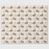 Braune Hasen Und Karotten Beige Gingham Frühling Geschenkpapier (Flach)