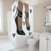 Braune Haut schwarz Strappy High Heels Sun Moon Ch Duschvorhang (Beispiel)