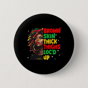 Braune Hautdicken Oberschenkel Schwarzer Geschicht Button