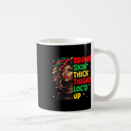 Braune Hautdicken Oberschenkel Schwarzer Geschicht Kaffeetasse (Rechts)