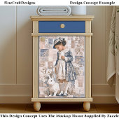 Braune Hautmädchen mit weißem Kaninchen EC3L Decou Seidenpapier