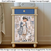 Braune Hautmädchen mit weißem Kaninchen EC3R-Decou Seidenpapier