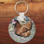 Braune Henne auf der Rückseite Schlüsselanhänger (Vorderseite)