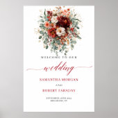 Braune Herbstblumen Boho Eukalyptus Hochzeitsschil Poster (Vorne)