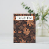 Braune Herbstlaub Danke, Card Postkarte (Stehend Vorderseite)