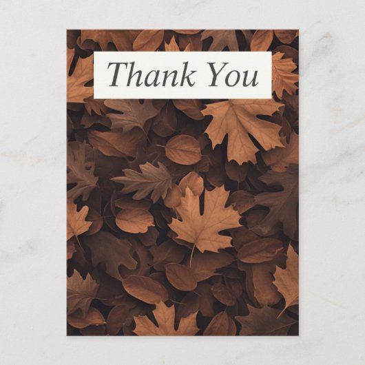 Braune Herbstlaub Danke, Card Postkarte (Vorderseite)