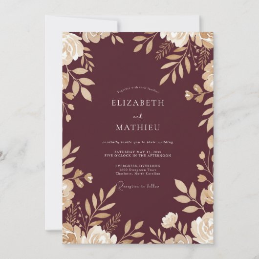 Braune herbstliche Hochzeit Einladung (Vorderseite)