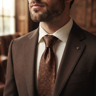 Braune Heritage-Mikro-Paisley-Hochzeitsgast Krawatte