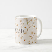 Braune Herzen Erröten Floral Kaffeetasse (VorderseiteRechts)