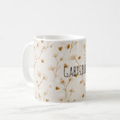 Braune Herzen Erröten Floral Kaffeetasse (Vorderseite Links)