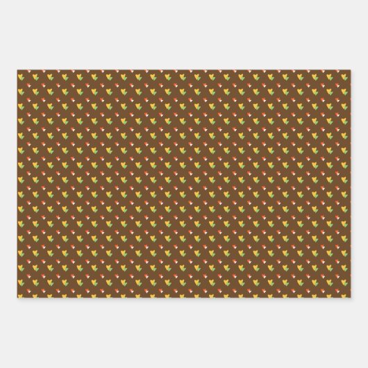 braune Herzen Geschenkpapier Set (Vorderseite)