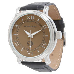 Braune Hintergrundfarbe, die Sie personalisieren k Armbanduhr