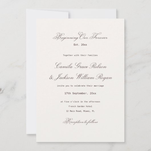 Braune Hochzeit Einladung (Vorderseite)