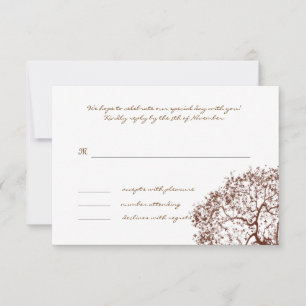 Braune Hochzeitsbaum-Monogramm-Antwortkarte RSVP Karte