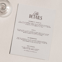 Braune Hochzeitsdetails im Espresso-Stil 'Old Mone Begleitkarte