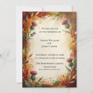 Braune Hochzeitseinladung im Tartan-Thistle-Design Einladung