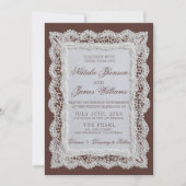 Braune Hochzeitseinladung mit QR-Code im altmodisc Einladung (Vorderseite)