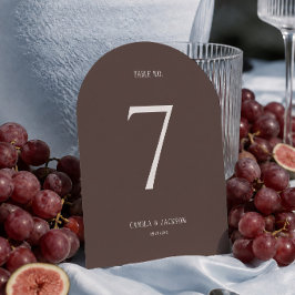 Braune Hochzeitstisch-Nummernkarte Einladung