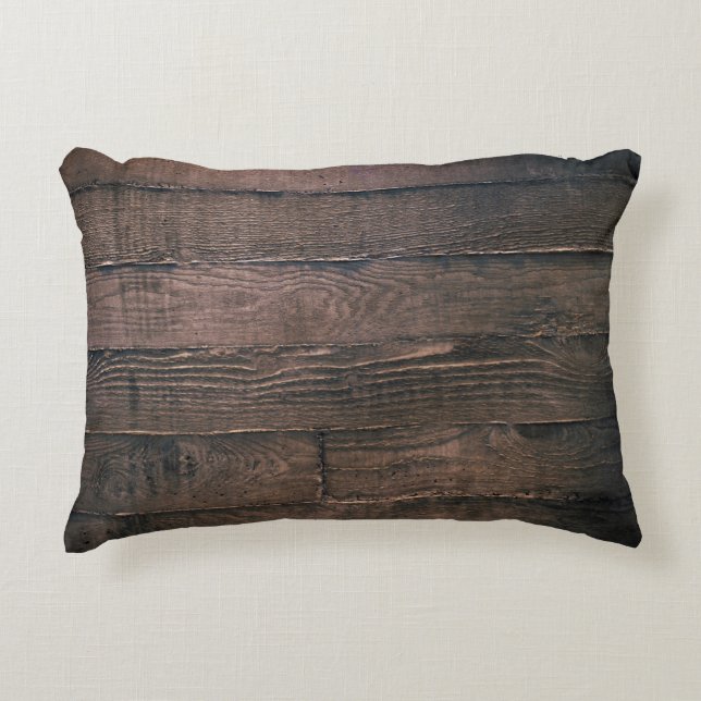 Braune Holzbretter Dekokissen (Vorderseite)