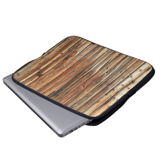 Braune Holzfläche Laptopschutzhülle (Vorne Knopf)