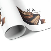 Braune Holzpiantasten - Monogrammname Geschenkpapier (Rolleneckpunkt)