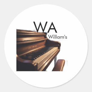 Braune Holzpiantasten - Monogrammname Runder Aufkleber