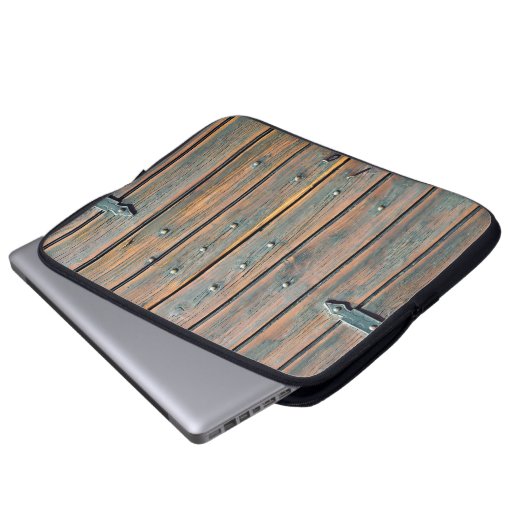 Braune Holzplatte Laptopschutzhülle (Vorne Knopf)