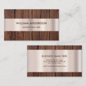 Braune Holzplatten Holz Gold Border Moderne Visitenkarte (Vorne/Hinten)