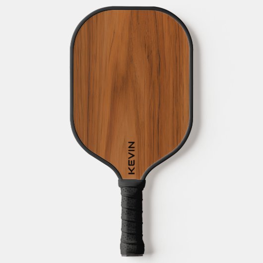 Braune Holzstruktur-Monogramm  Pickleball Schläger (Vorderseite)