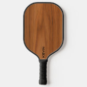 Braune Holzstruktur-Monogramm  Pickleball Schläger (Rückseite)