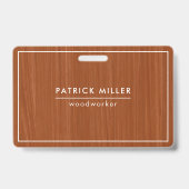 Braune Holztextur Druckweiße Typografie Ausweis (Rückseite)