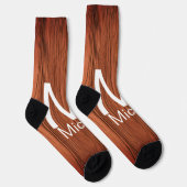 Braune Holztextur-Linien fügen Monogramm-Buchstabe Socken (Rechts)