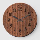 Braune Holzuhr Große Wanduhr (Vorderseite)