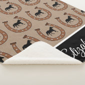 Braune Hufeisen und schwarze Pferde Fleece Blanket Sherpadecke (3/4)
