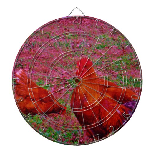 Braune Hühner im Lila Gras Dartscheibe (vorne)