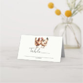 Braune Hühner Land Hochzeit Tischnummer Platzkarte (Rückseite)