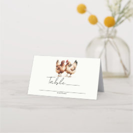 Braune Hühner Land Hochzeit Tischnummer Platzkarte