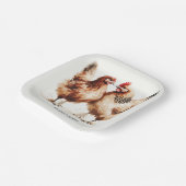 Braune Hühner Wasserfarbe Rustikale Hochzeit Pappteller (Gewinkelt)