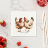 Braune Hühner Wasserfarbe Rustikale Hochzeit Serviette (Beispiel)