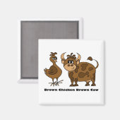 Braune Hühnerbraun - Kuh - Magnet (Vorderseite/Rückseite)
