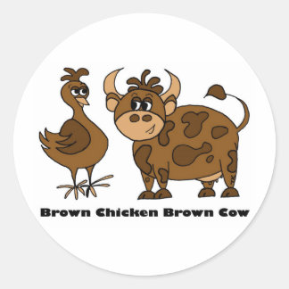 Braune Hühnerbraun, Kuh, rund Sticker