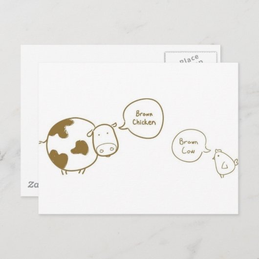 Braune Hühnerkuh Postkarte (Vorne/Hinten)