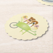 Braune Hunde in Schubkarren Frühlingsblumen Untersetzer (angewinkelt)