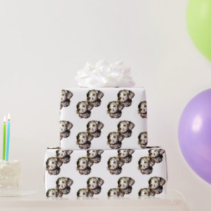 Braune Hundekopfskizze Geschenkpapier