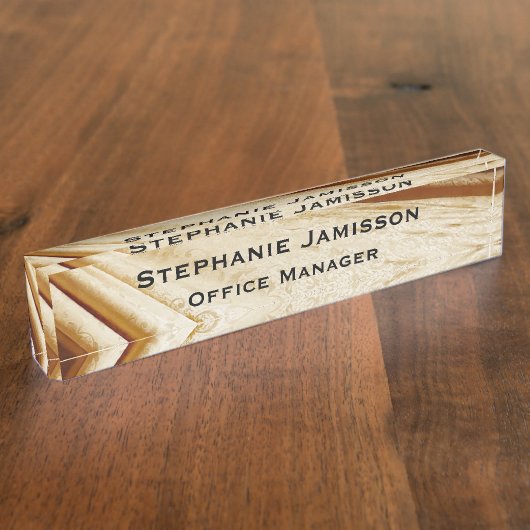 Braune Imitate Fabrikname und Name des Schreibtisc Namensplakette (Seite)